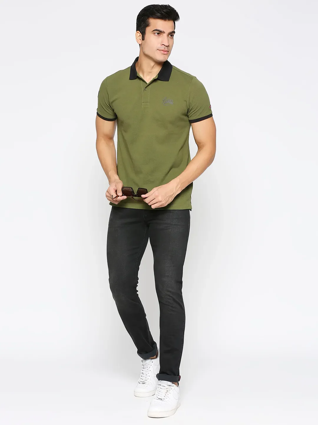 Black Slim Straight Fit Men's Denims by Being Human Clothing - Image 6