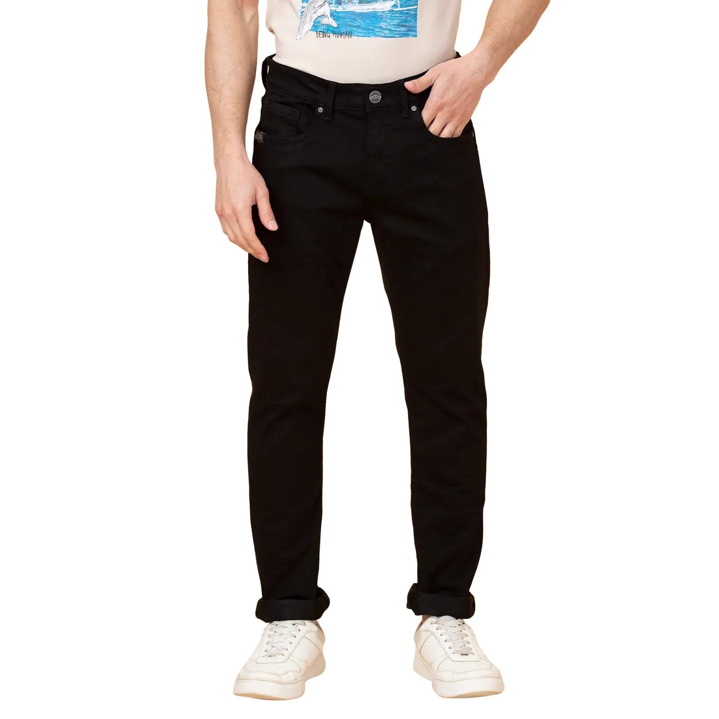 Black Slim Fit Men's Denims by Being Human Clothing