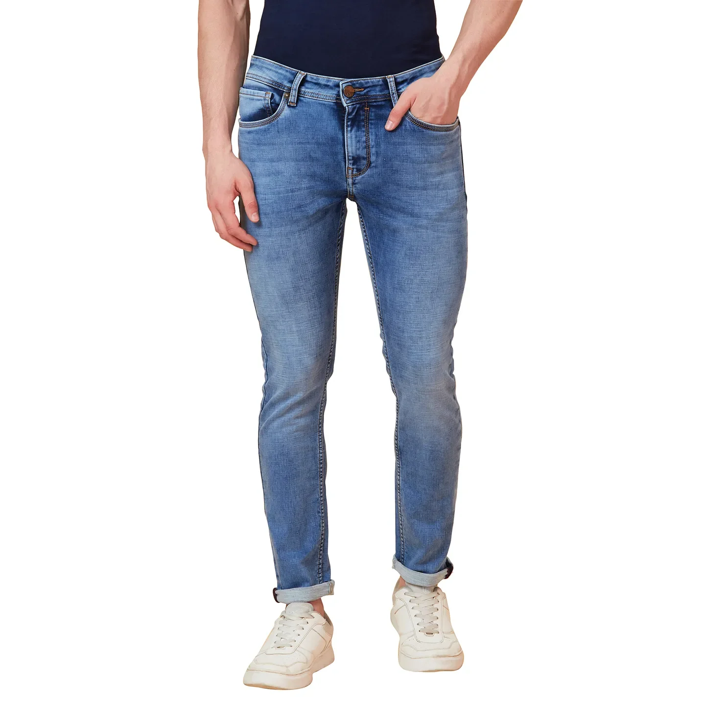 Black Slim Fit Men's Denims by Being Human Clothing - Image 2