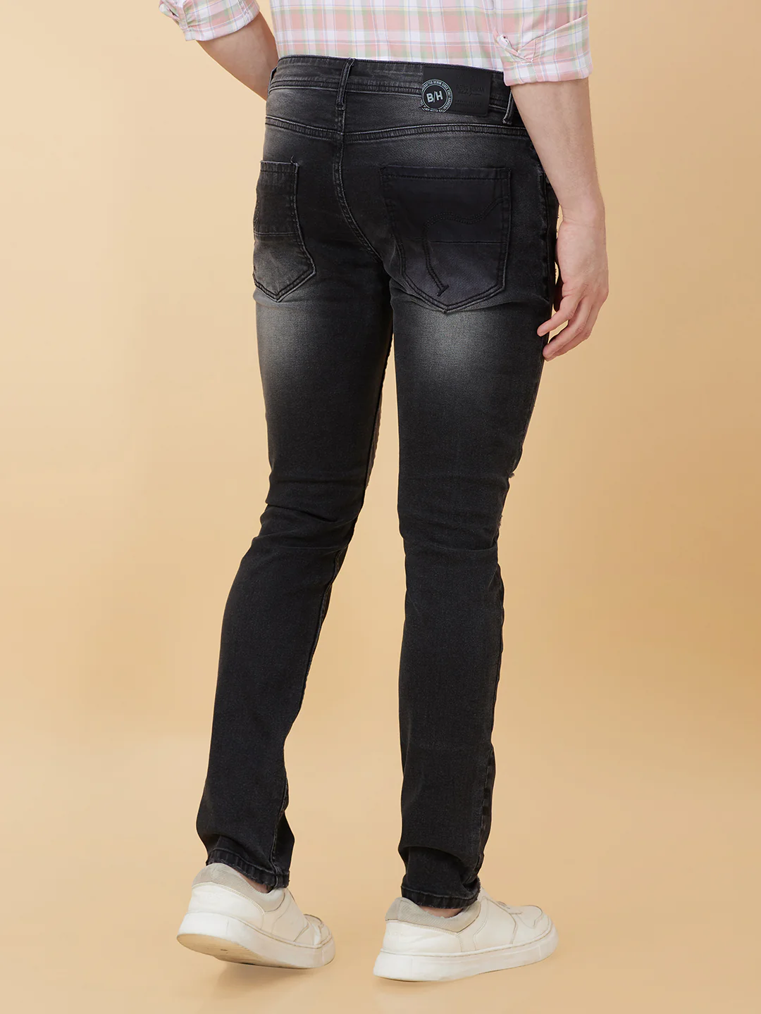 Black Slim Fit Denims For Men By Being Human Clothing - Image 4