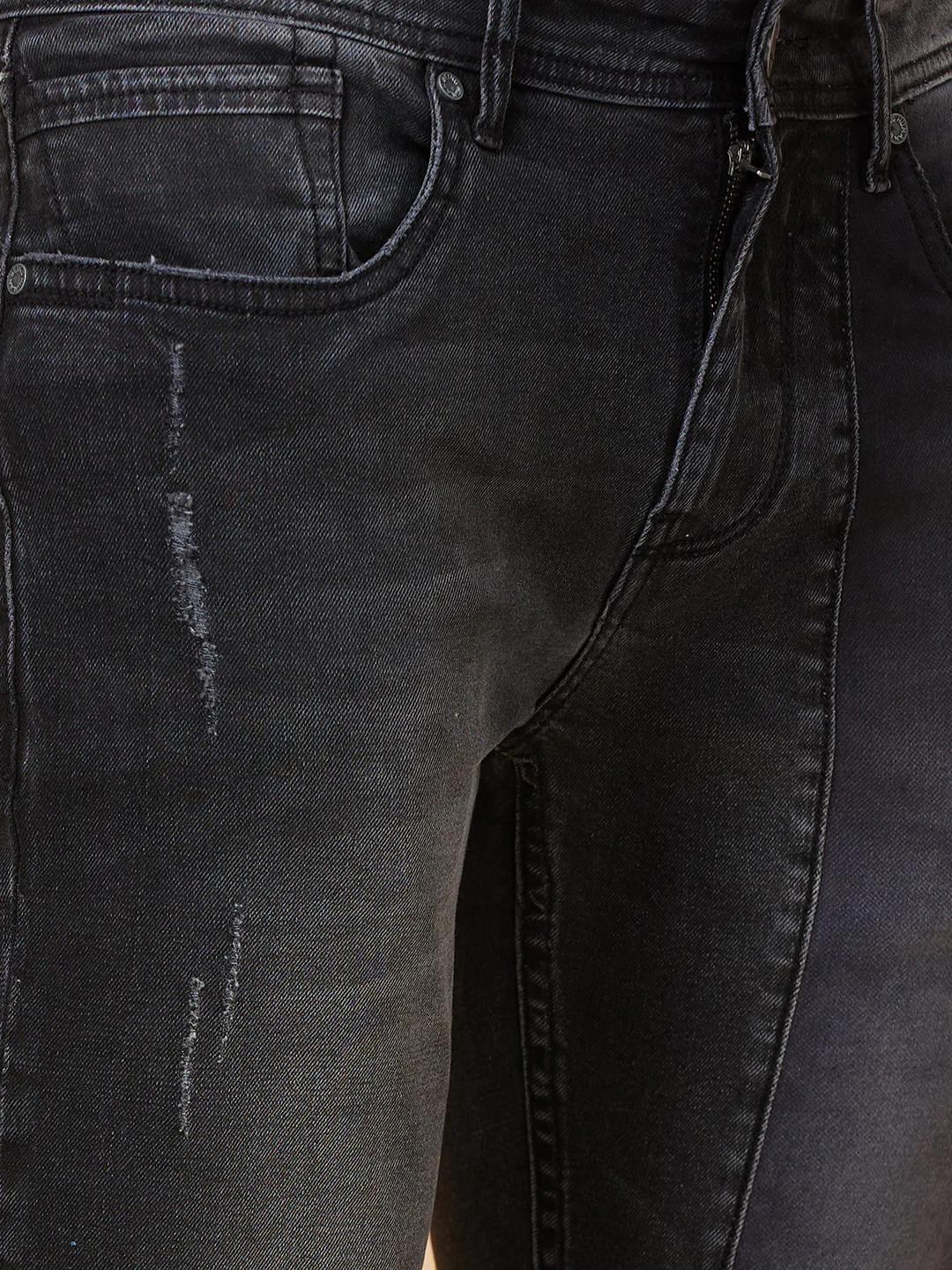Black Slim Fit Denims For Men By Being Human Clothing - Image 5