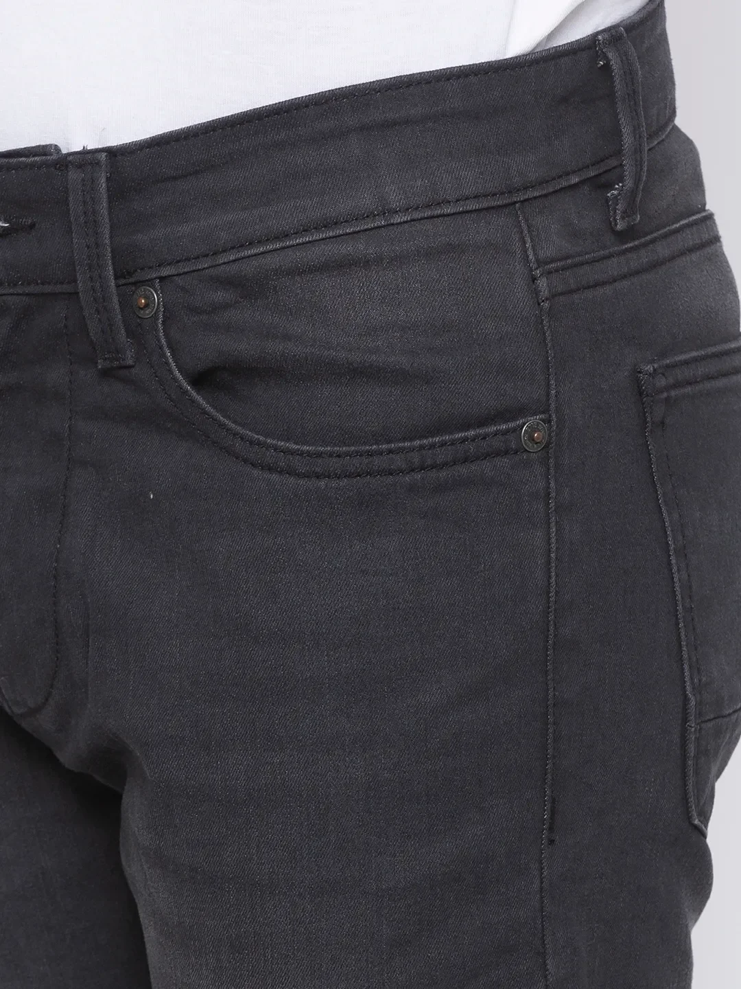 Black Slim Straight Fit Men's Denims by Being Human Clothing - Image 5