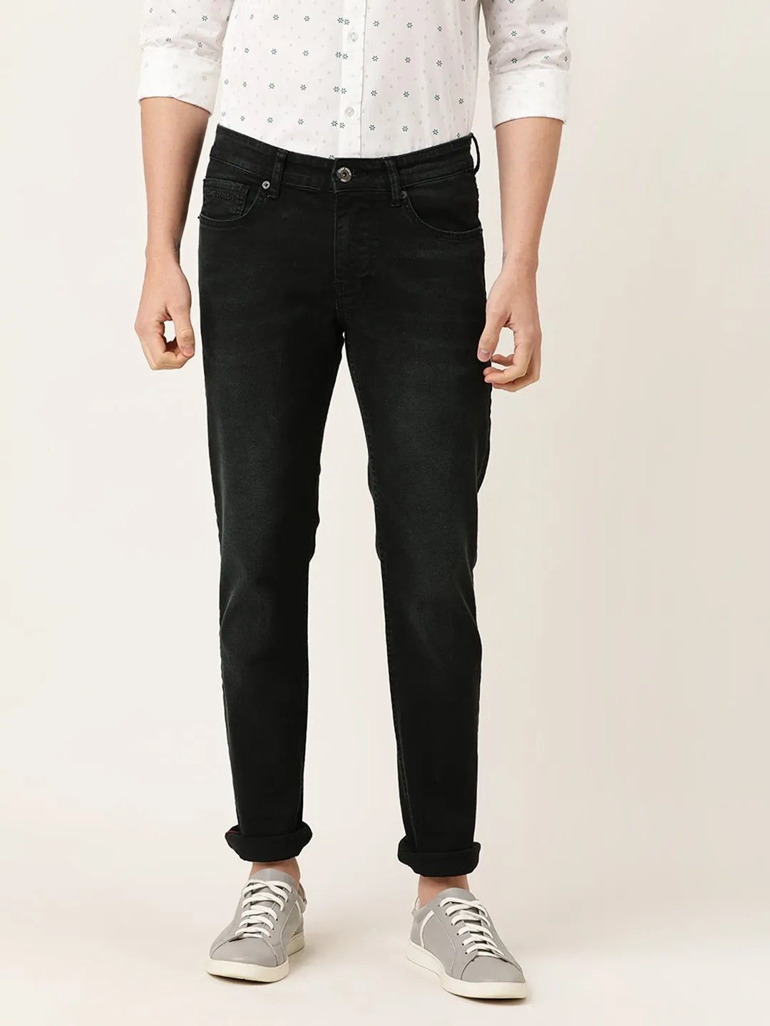 Black Slim Straight Fit Men's Denims by Being Human Clothing