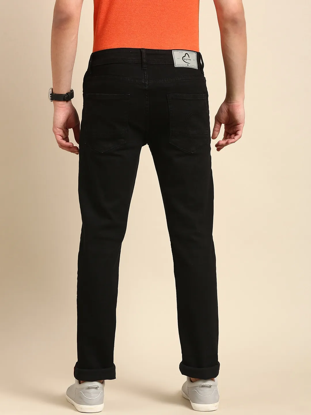 Black Slim Straight Fit Men's Denims by Being Human Clothing - Image 3