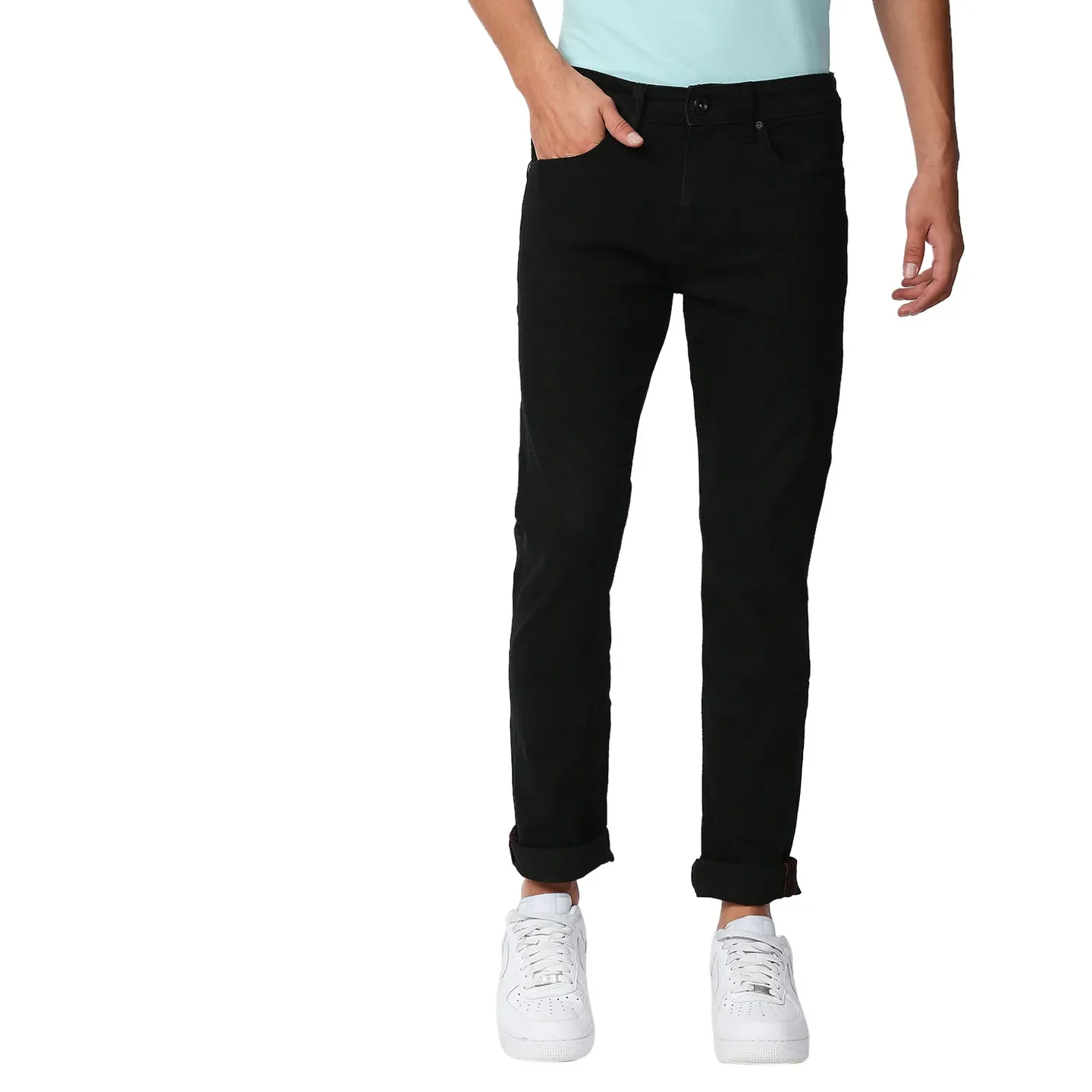 Black Slim Straight Fit Men's Denims by Being Human Clothing