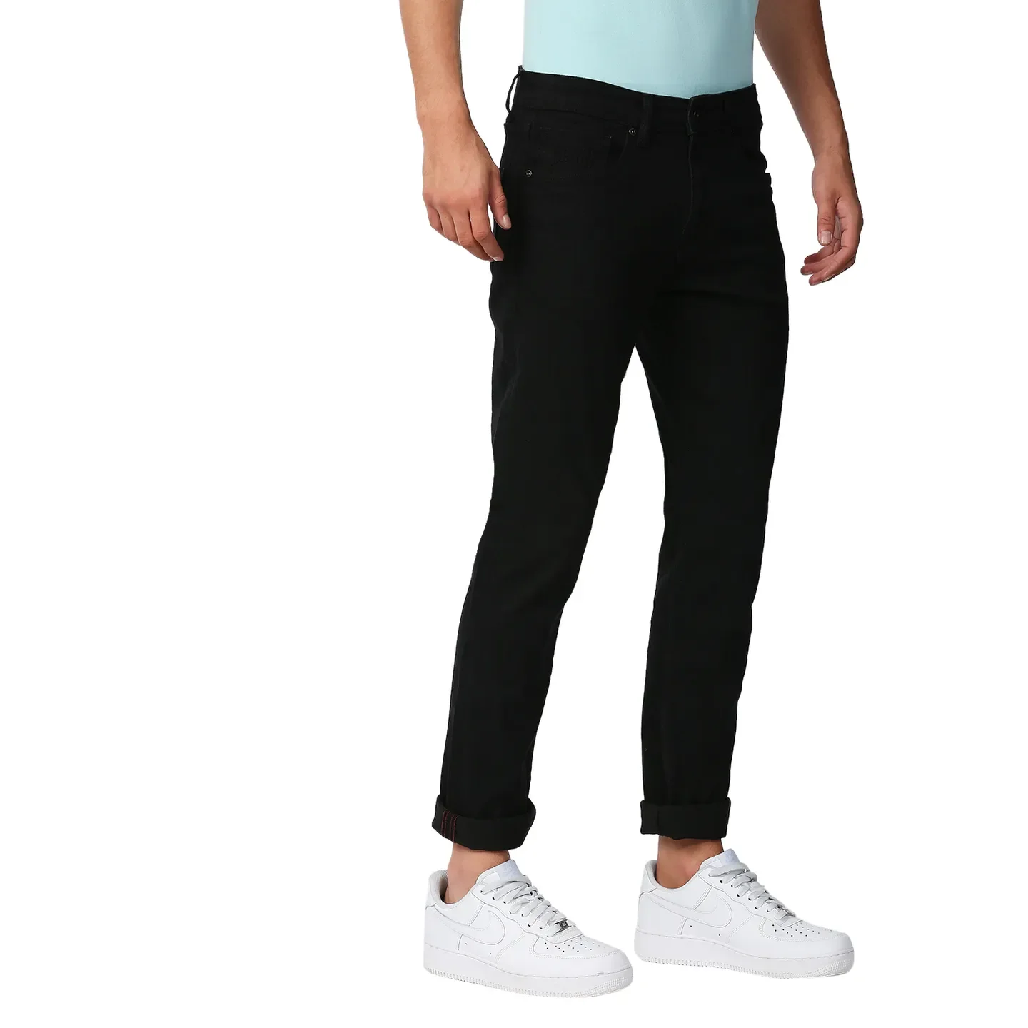 Black Slim Straight Fit Men's Denims by Being Human Clothing - Image 3