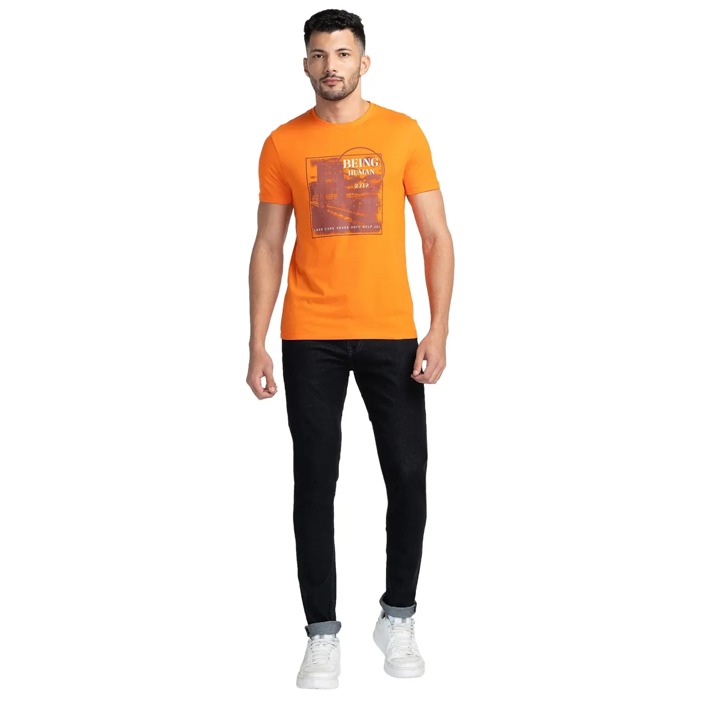 Black Slim Straight Fit Men's Denims by Being Human Clothing - Image 2