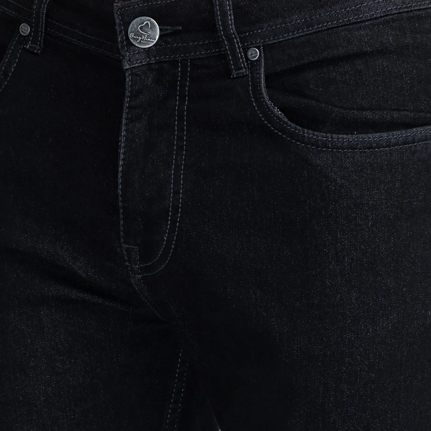 Black Slim Straight Fit Men's Denims by Being Human Clothing - Image 5
