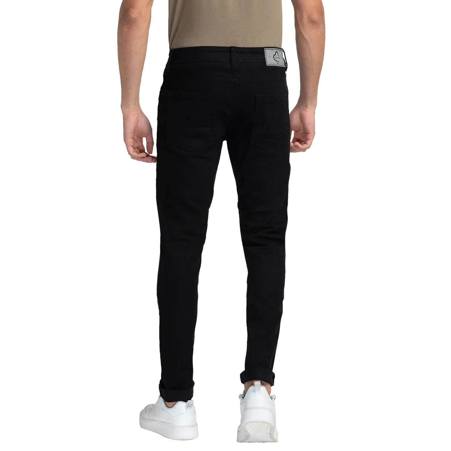 Black Slim Straight Fit Men's Denims by Being Human Clothing - Image 3