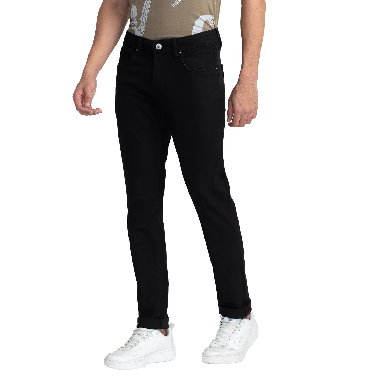 Black Slim Straight Fit Men's Denims by Being Human Clothing - Image 4