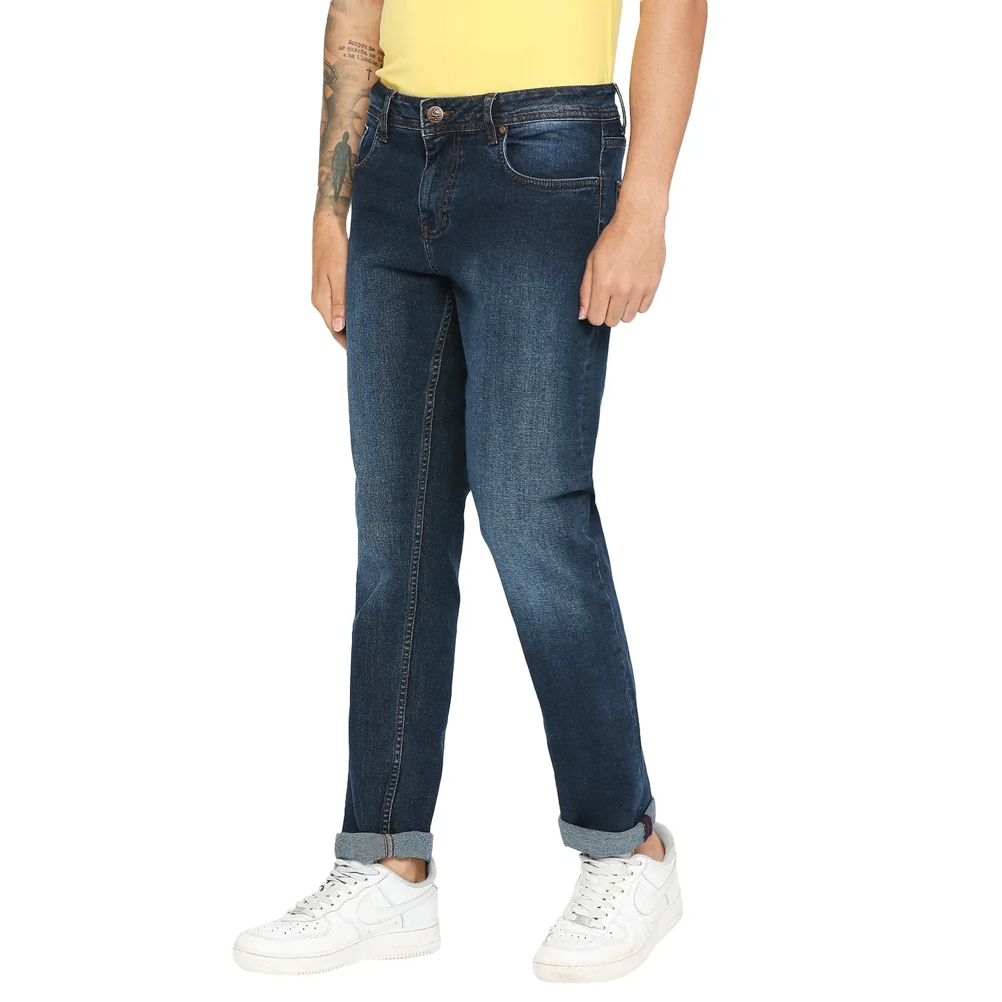 Black Slim Straight Fit Men's Denims by Being Human Clothing - Image 2