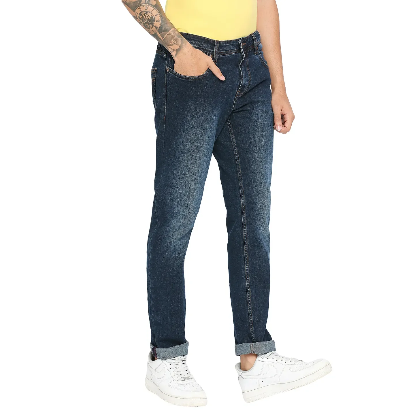 Black Slim Straight Fit Men's Denims by Being Human Clothing - Image 3