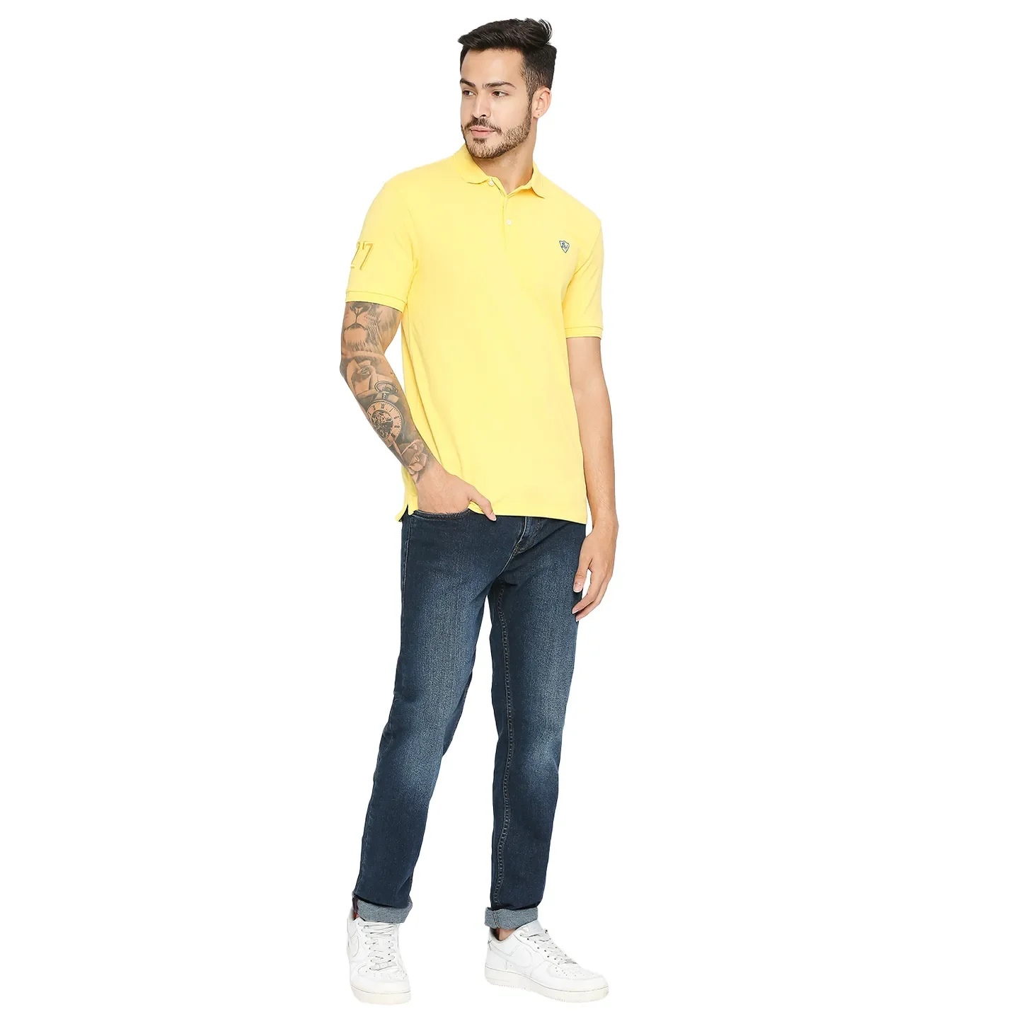 Black Slim Straight Fit Men's Denims by Being Human Clothing - Image 6