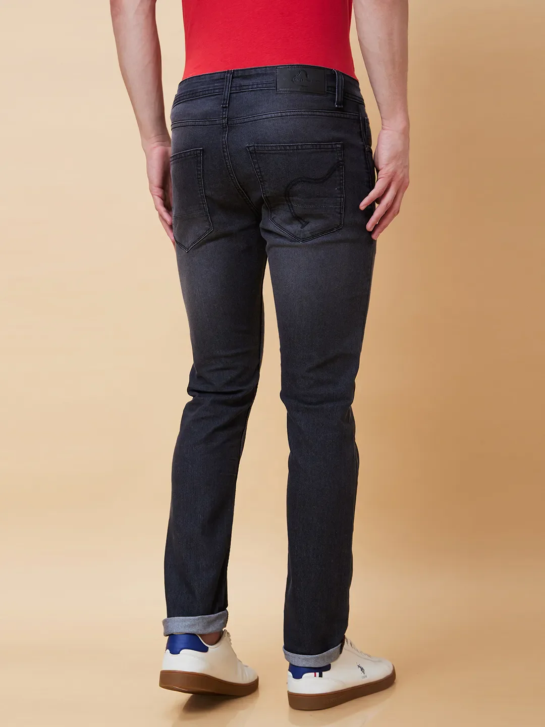 Black Slim Straight Fit Men's Denims by Being Human Clothing - Image 2