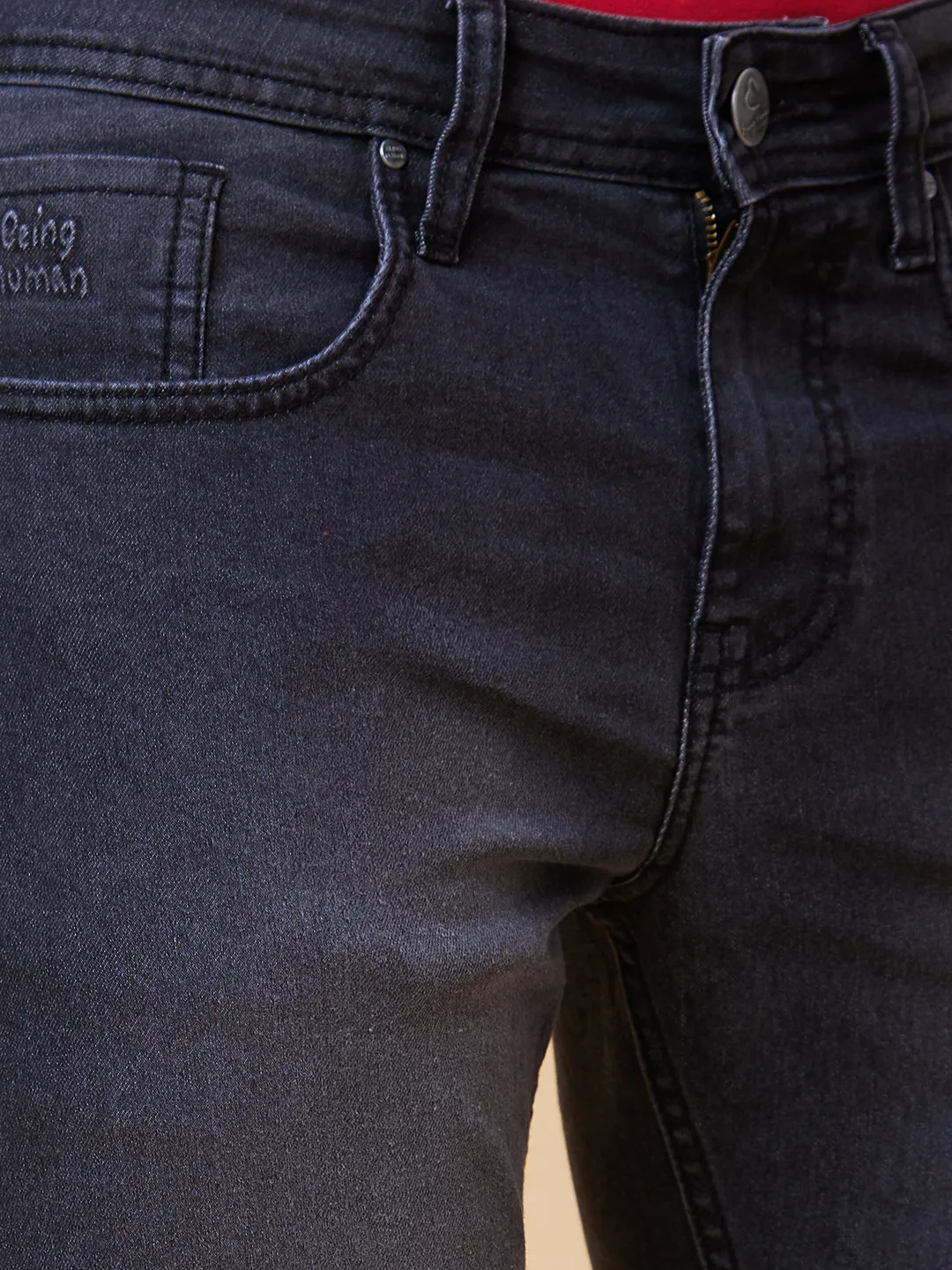 Black Slim Straight Fit Men's Denims by Being Human Clothing - Image 4