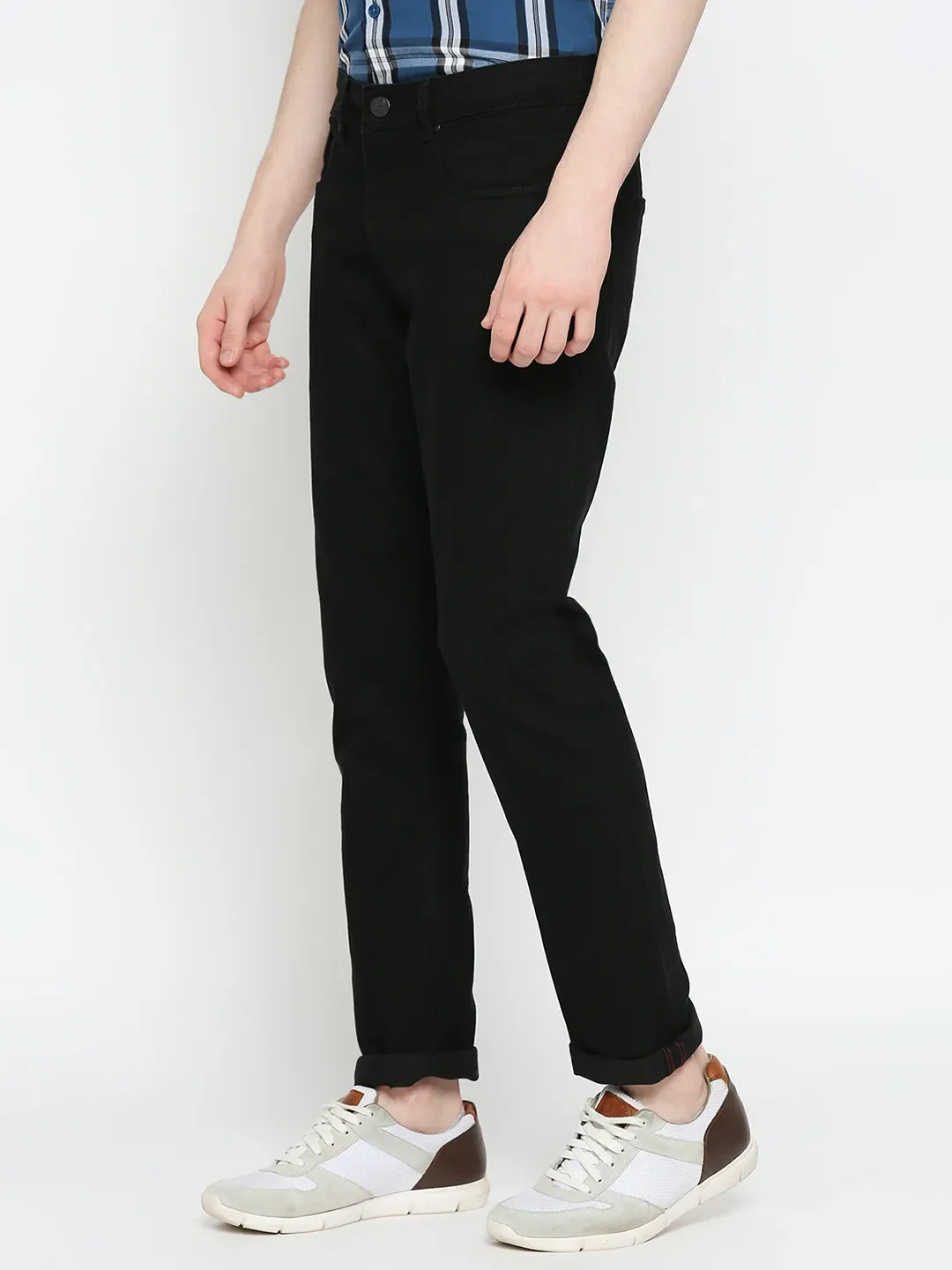 Black Slim Straight Fit Men's Denims by Being Human Clothing - Image 2
