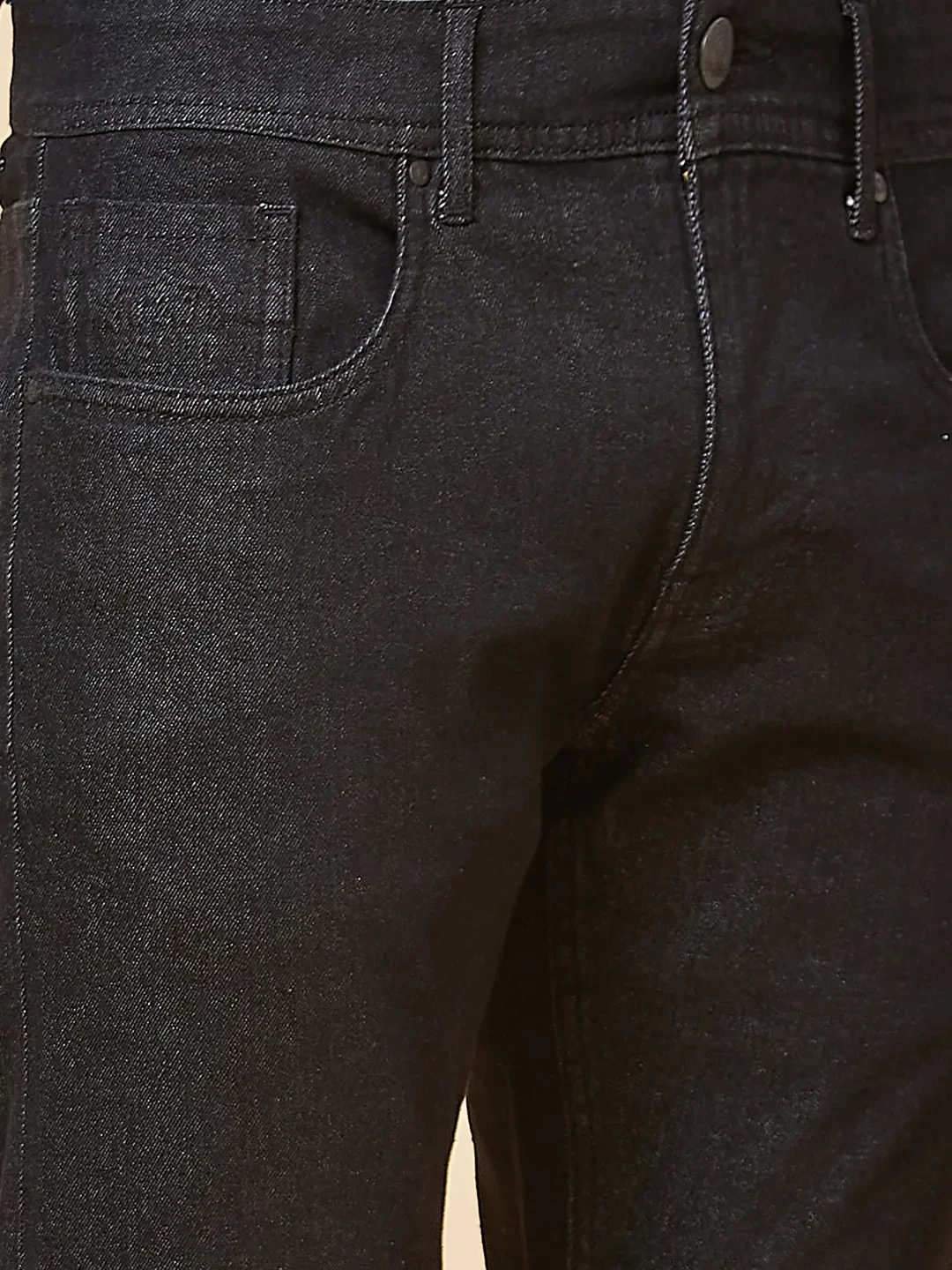Black Slim Straight Fit Men's Denims by Being Human Clothing - Image 5