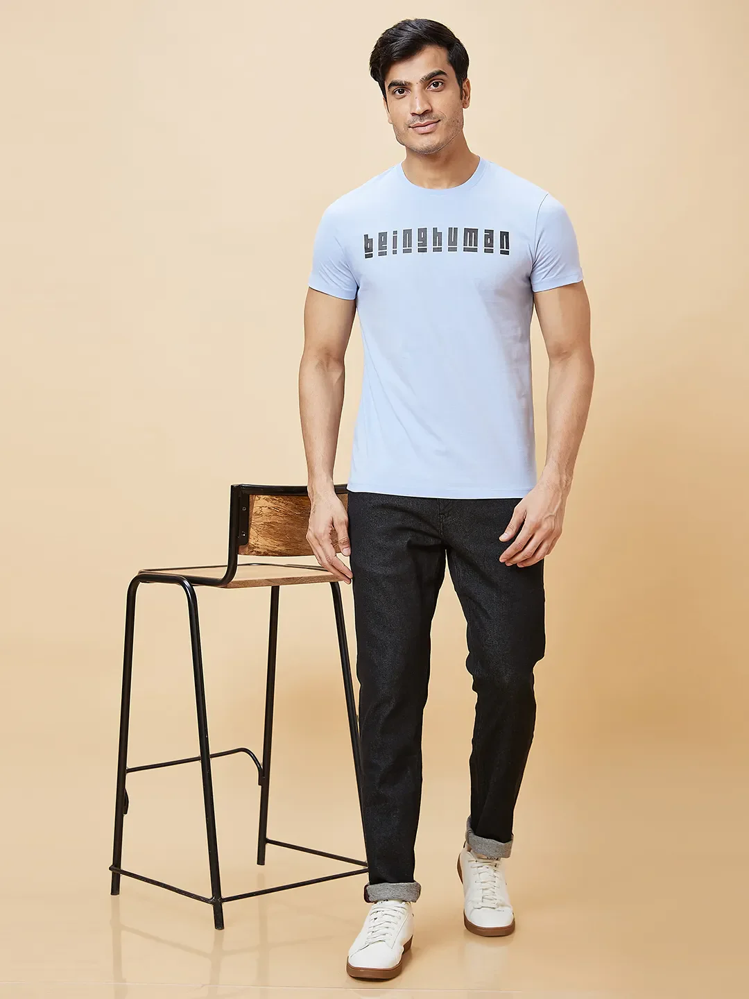 Black Slim Straight Fit Men's Denims by Being Human Clothing - Image 6