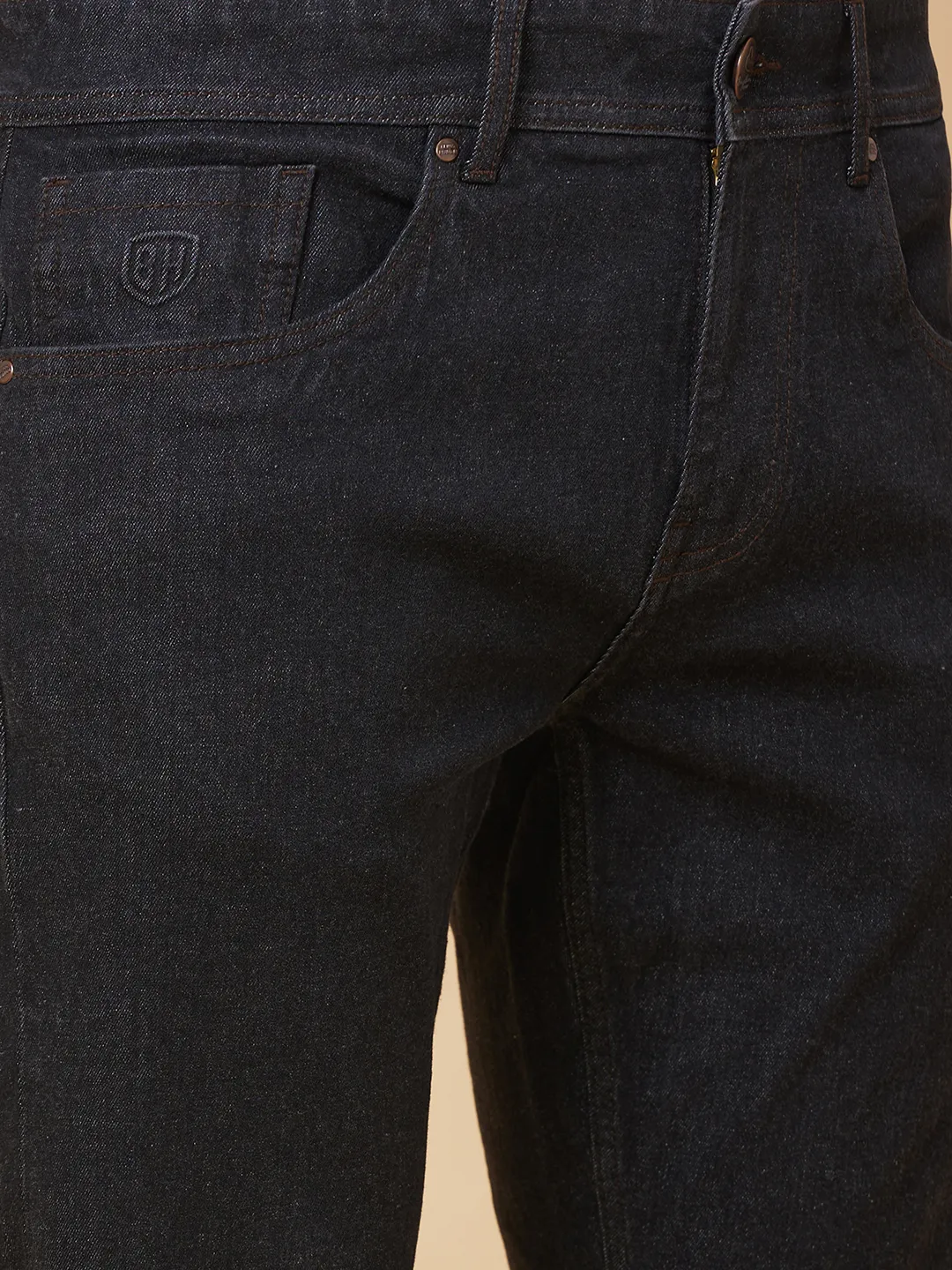 Black Slim Straight Fit Men's Denims by Being Human Clothing - Image 5