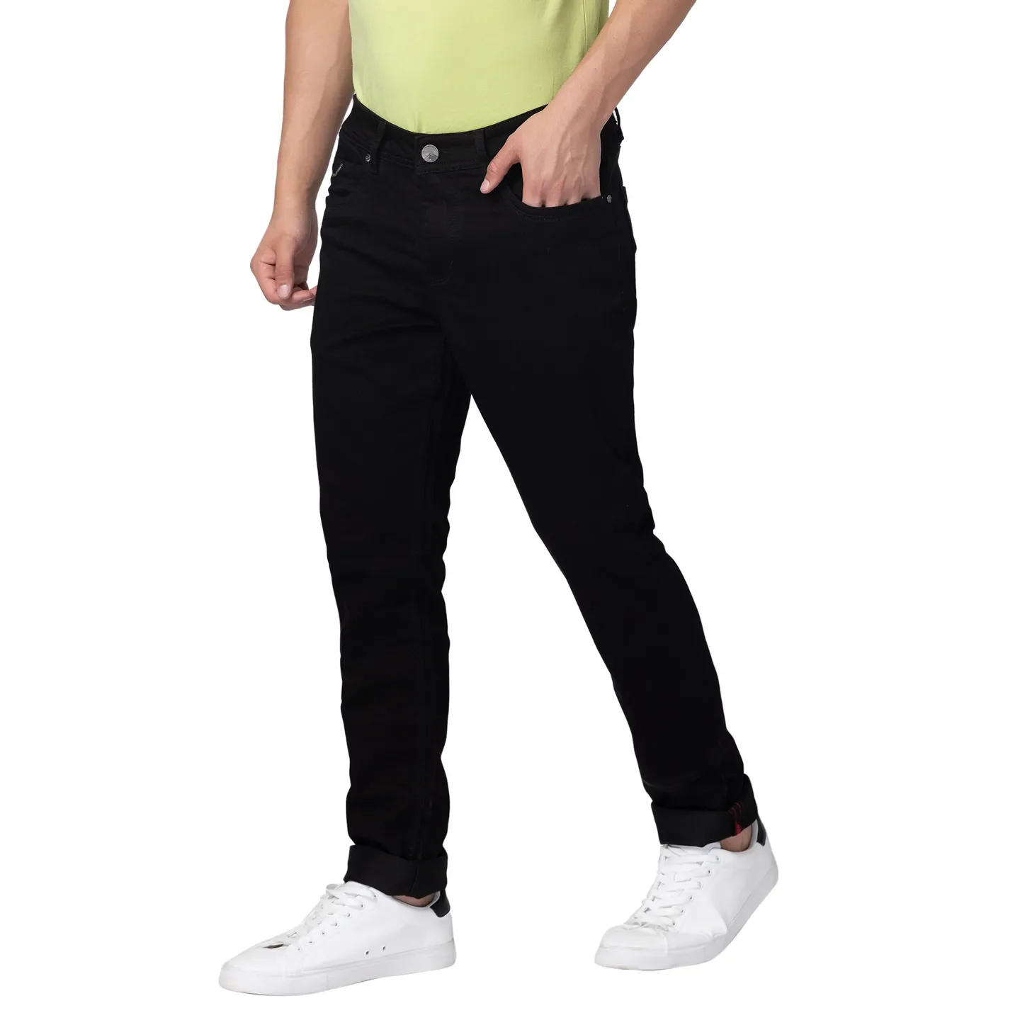Black Slim Straight Fit Men's Denims by Being Human Clothing - Image 2