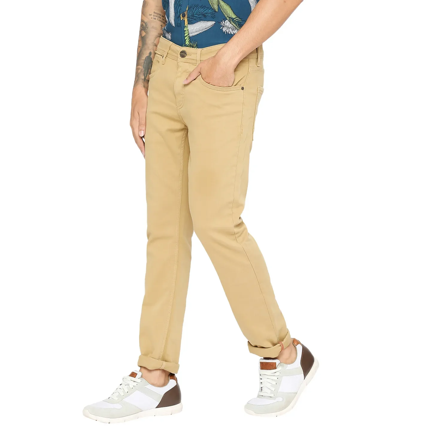 Camel Slim Fit Denims For Men By Being Human Clothing - Image 2