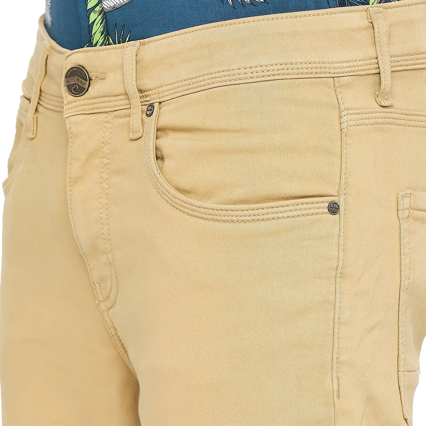 Camel Slim Fit Denims For Men By Being Human Clothing - Image 5