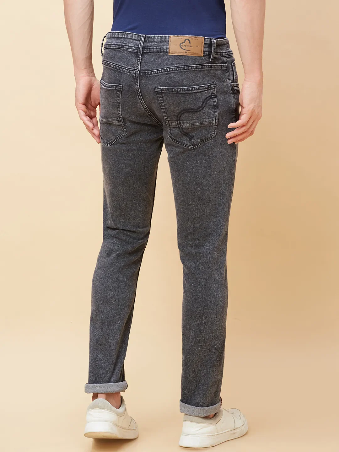 Black Slim Straight Fit Men's Denims by Being Human Clothing - Image 3