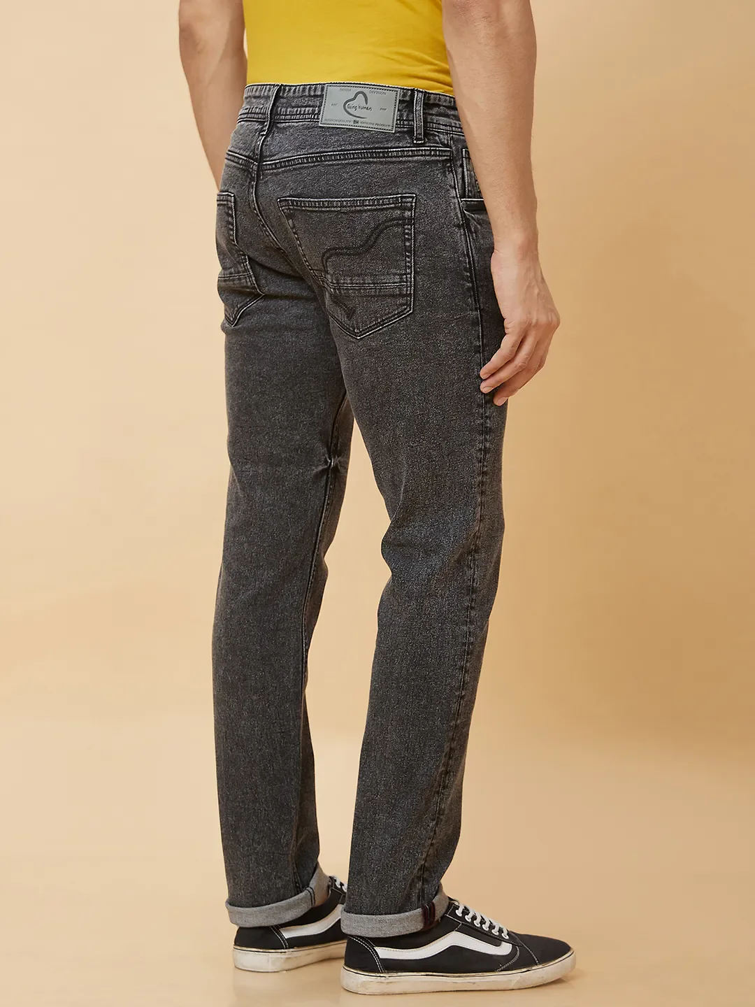 Black Slim Straight Fit Men's Denims by Being Human Clothing - Image 4