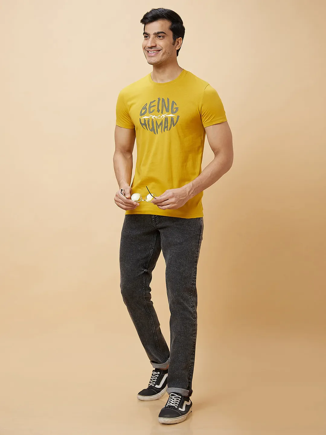 Black Slim Straight Fit Men's Denims by Being Human Clothing - Image 6