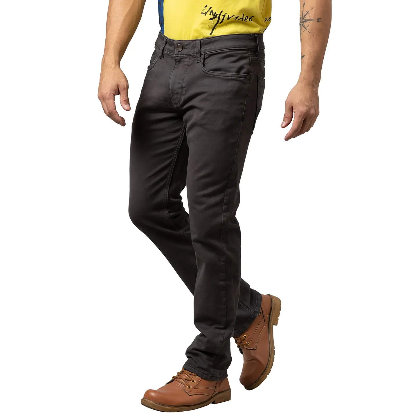 Charcoal Boot Cut Fit Denims For Men By Being Human Clothing - Image 4