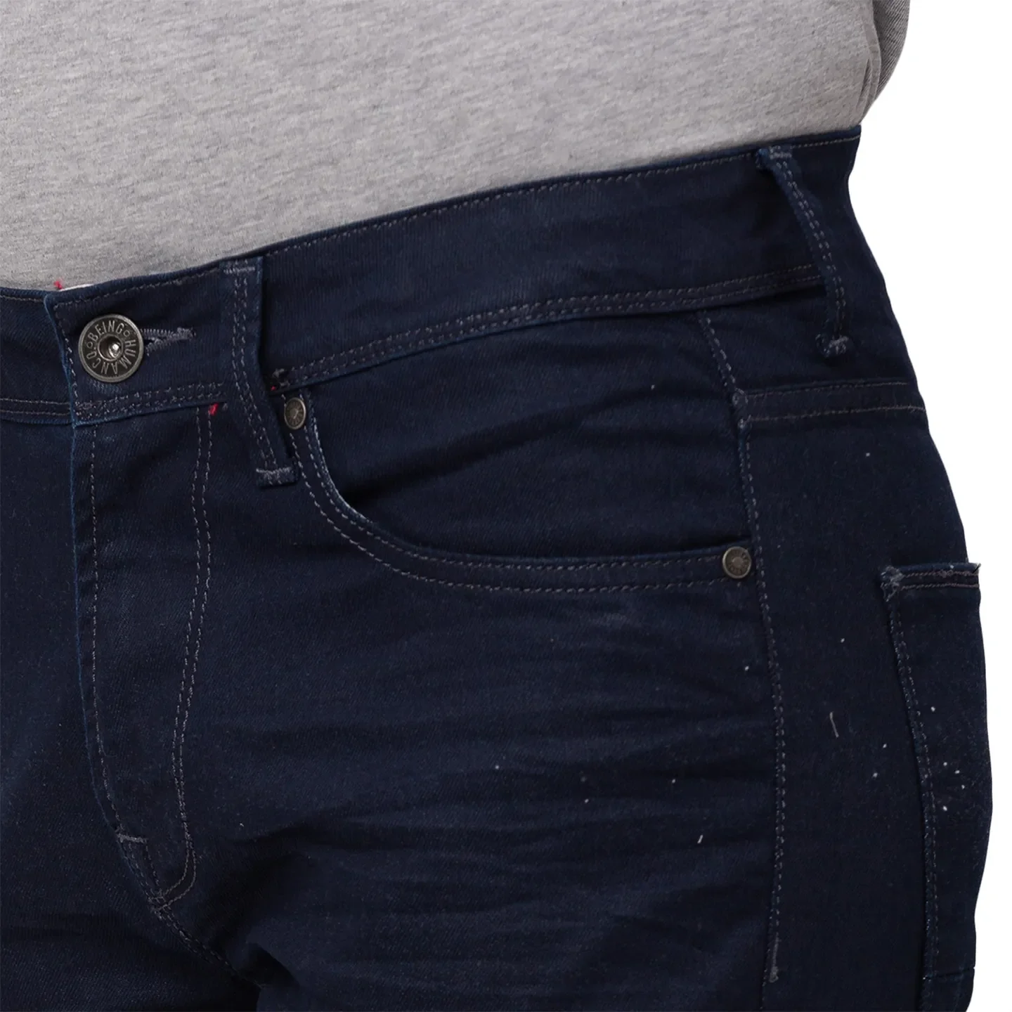 Blue Slim Straight Fit Men's Denims by Being Human Clothing - Image 4