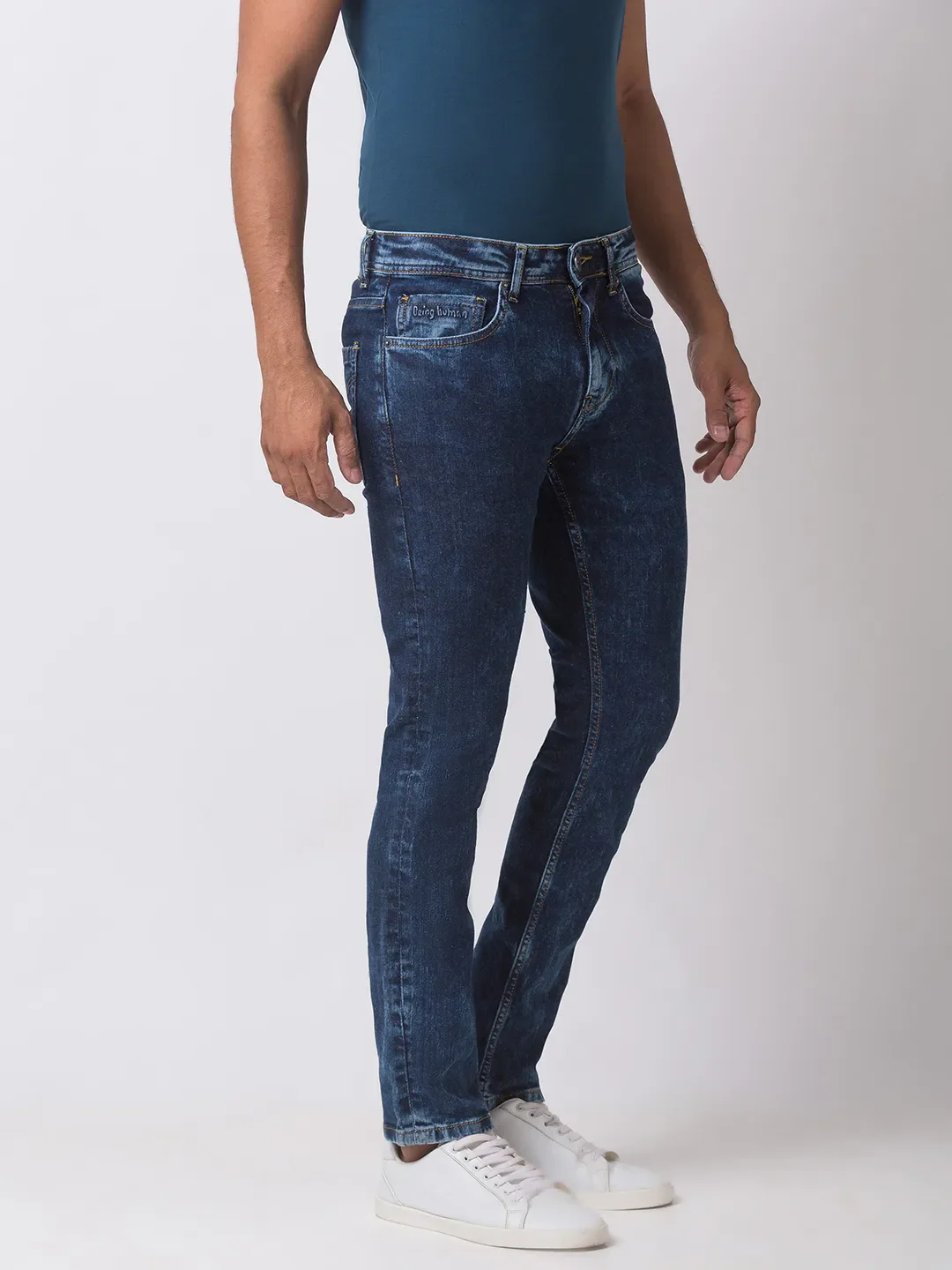 Blue Slim Straight Fit Men's Denims by Being Human Clothing - Image 2