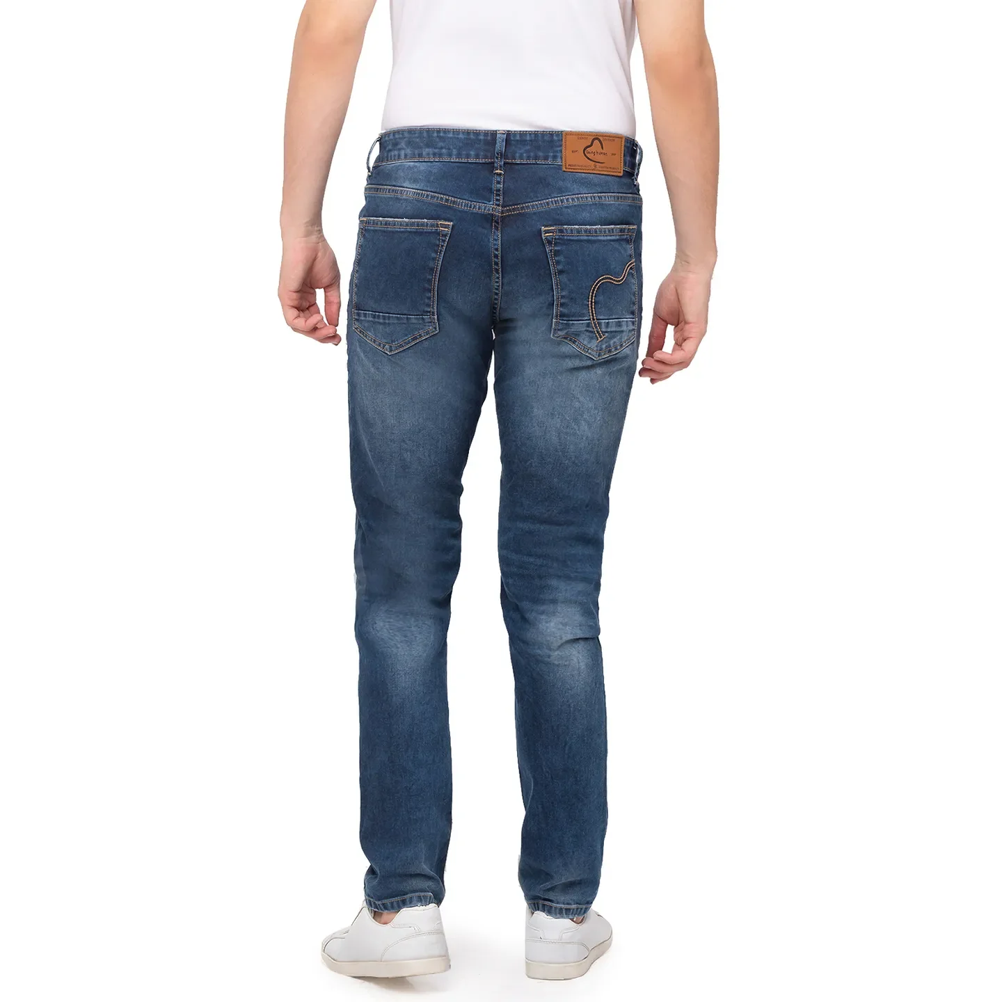 Blue Slim Straight Fit Men's Denims by Being Human Clothing - Image 4