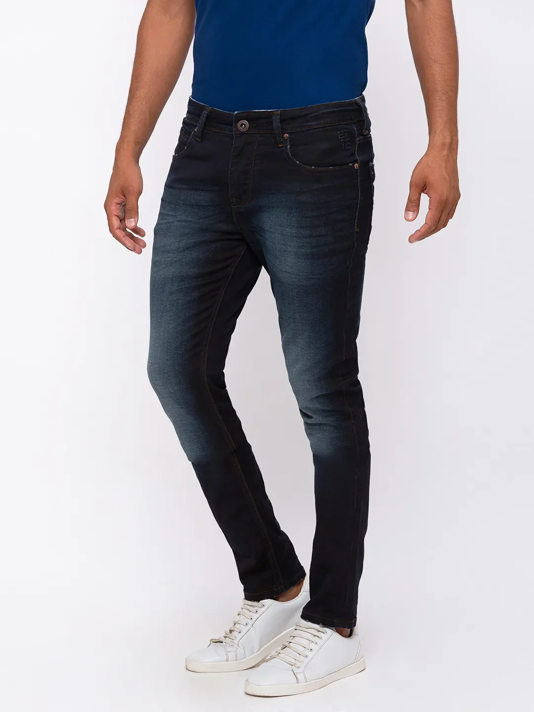 Blue Slim Straight Fit Men's Denims by Being Human Clothing - Image 3