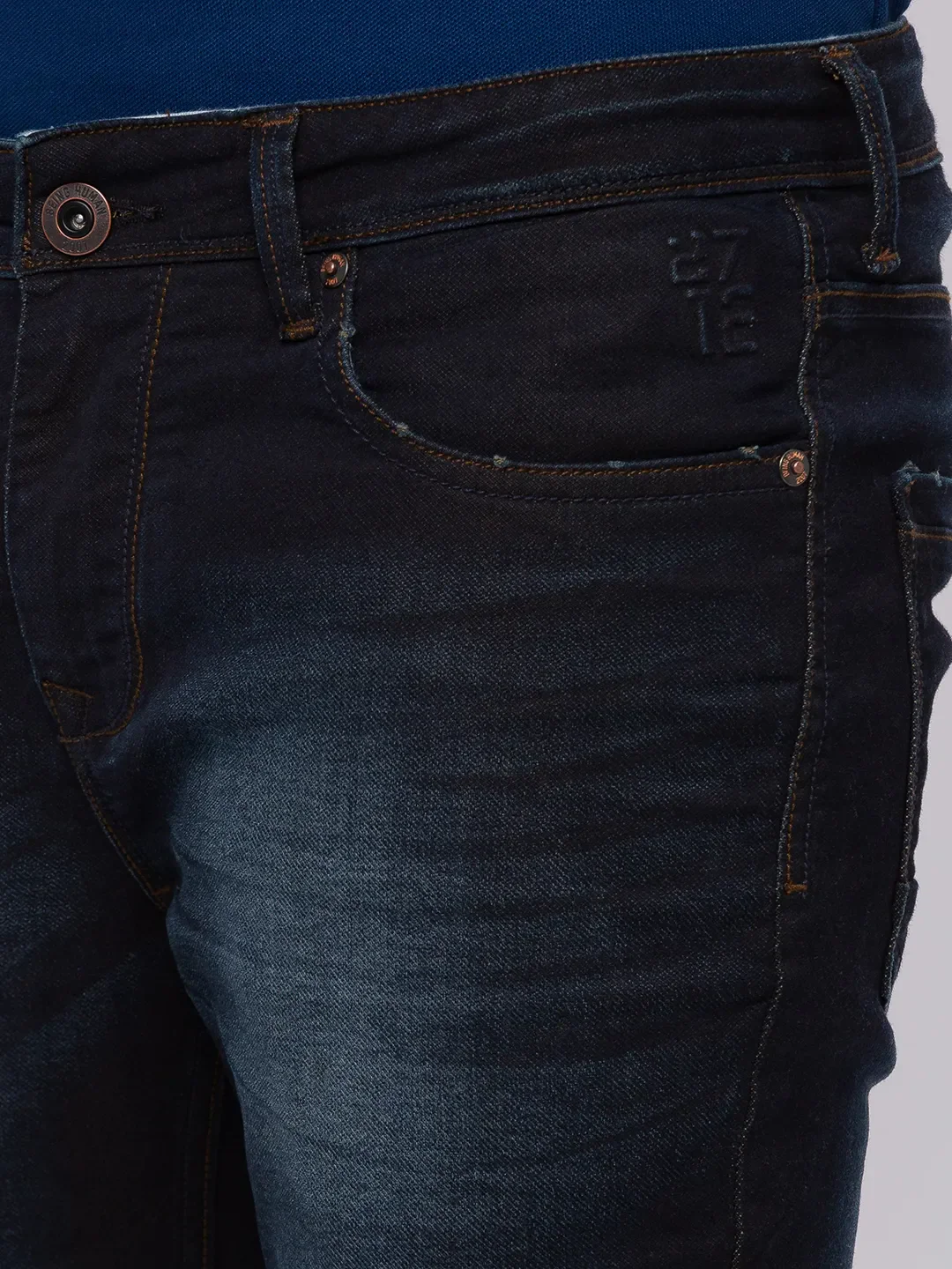 Blue Slim Straight Fit Men's Denims by Being Human Clothing - Image 4