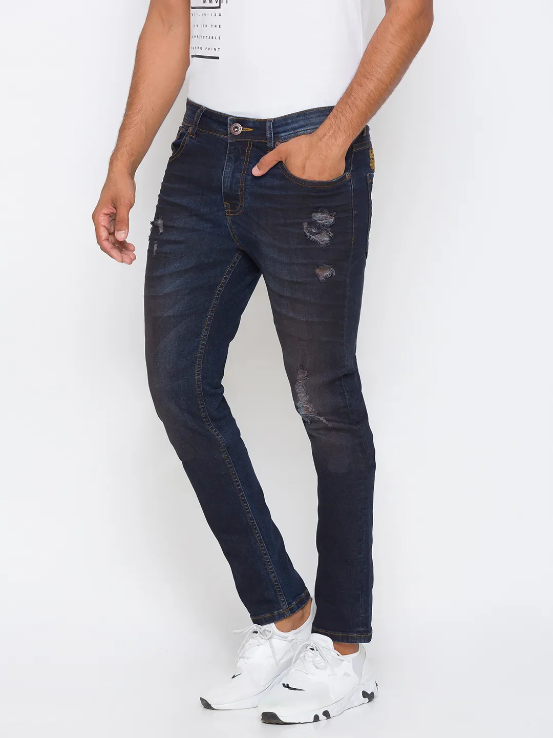 Blue Slim Straight Fit Men's Denims by Being Human Clothing