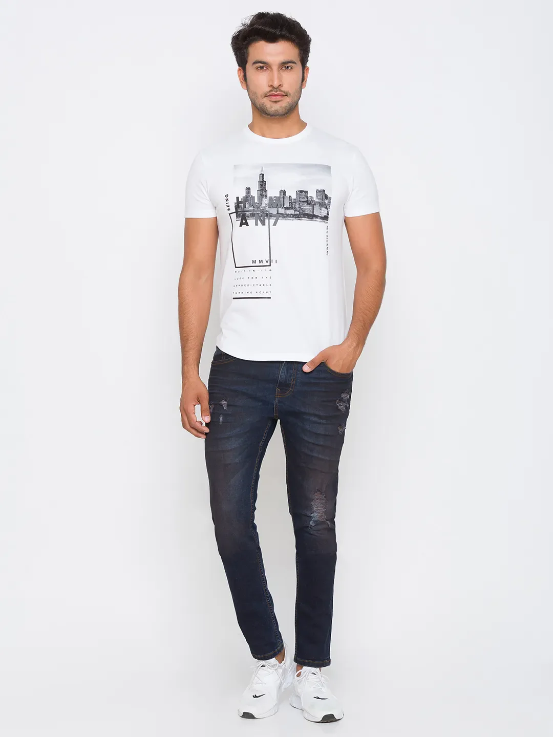 Blue Slim Straight Fit Men's Denims by Being Human Clothing - Image 4
