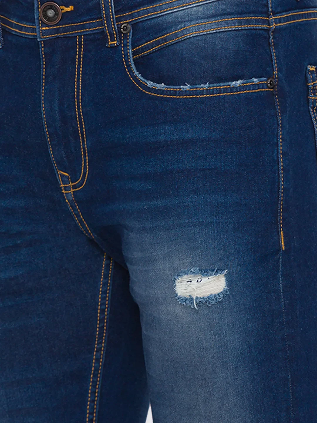 Blue Slim Straight Fit Men's Denims by Being Human Clothing - Image 3