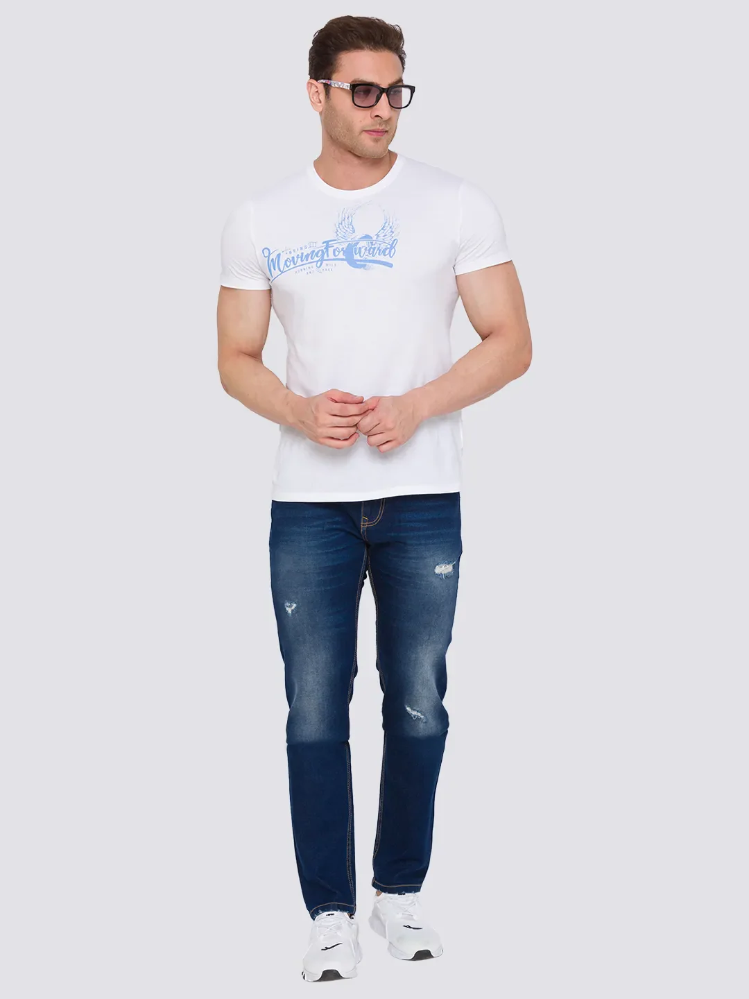 Blue Slim Straight Fit Men's Denims by Being Human Clothing - Image 6