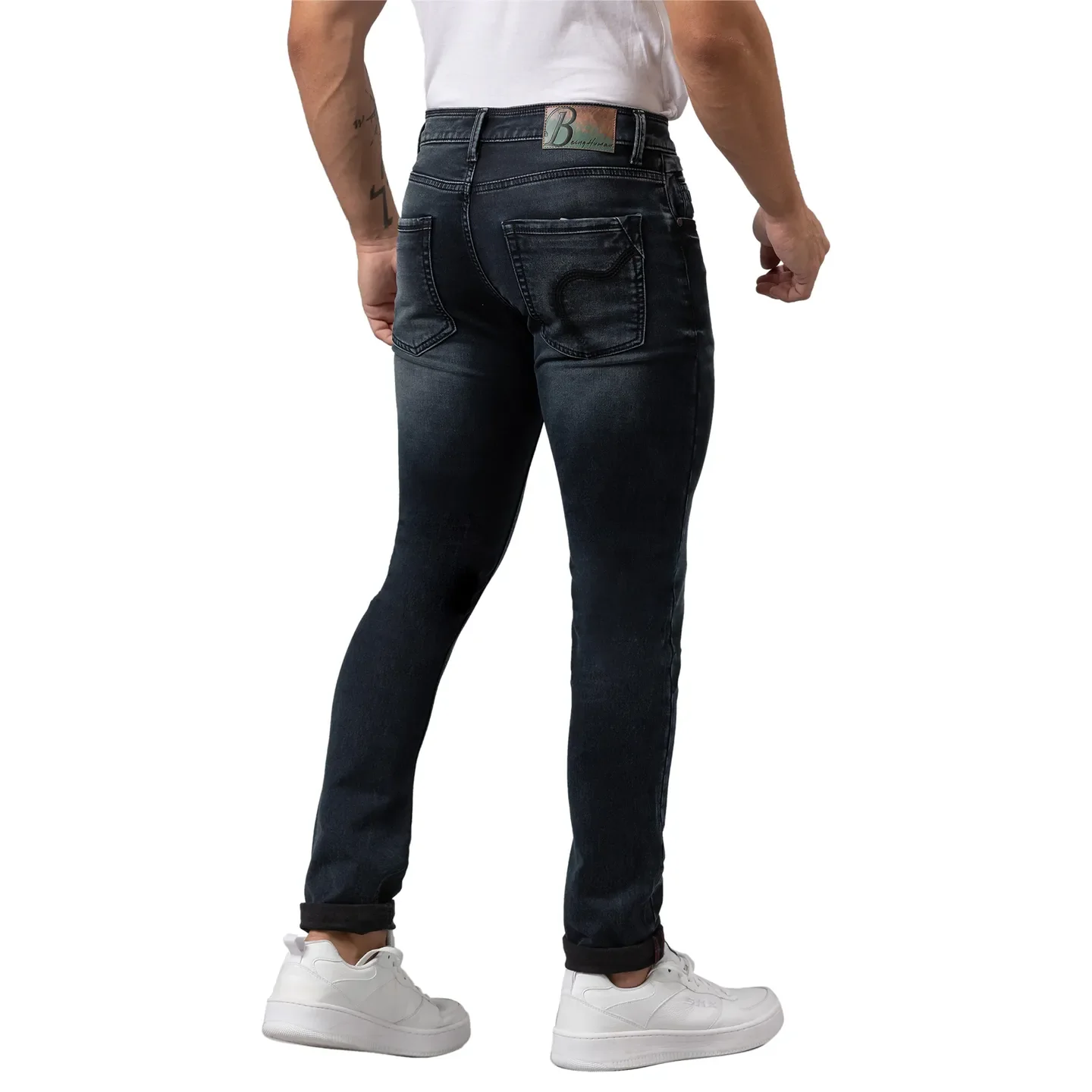 Blue Slim Straight Fit Men's Denims by Being Human Clothing - Image 3