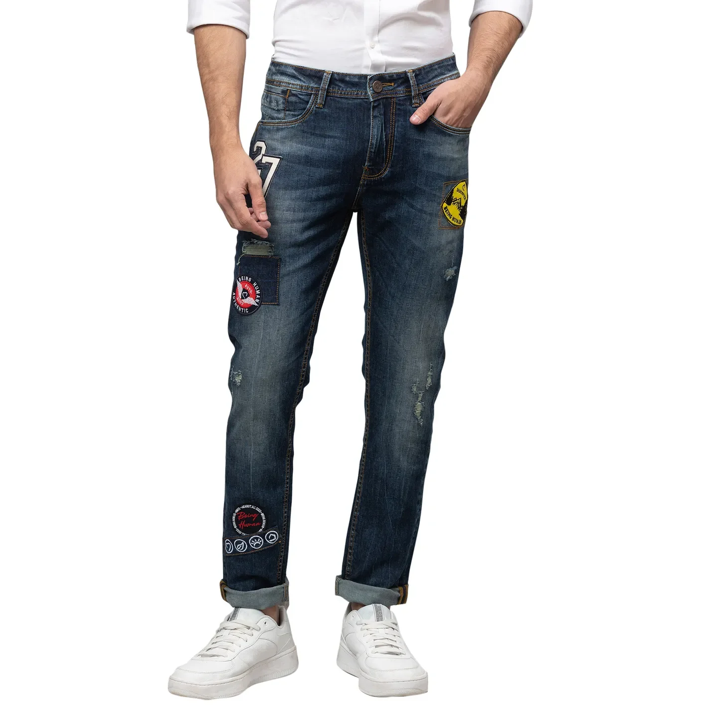 Blue Slim Straight Fit Men's Denims by Being Human Clothing