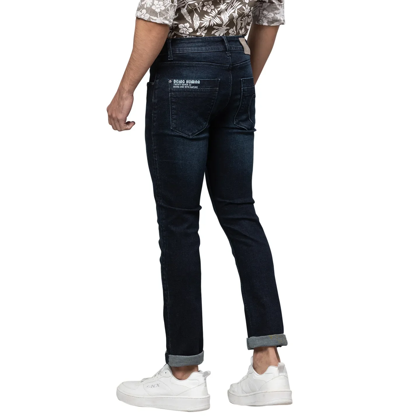 Dark Blue Slim Fit Denims For Men By Being Human Clothing - Image 3