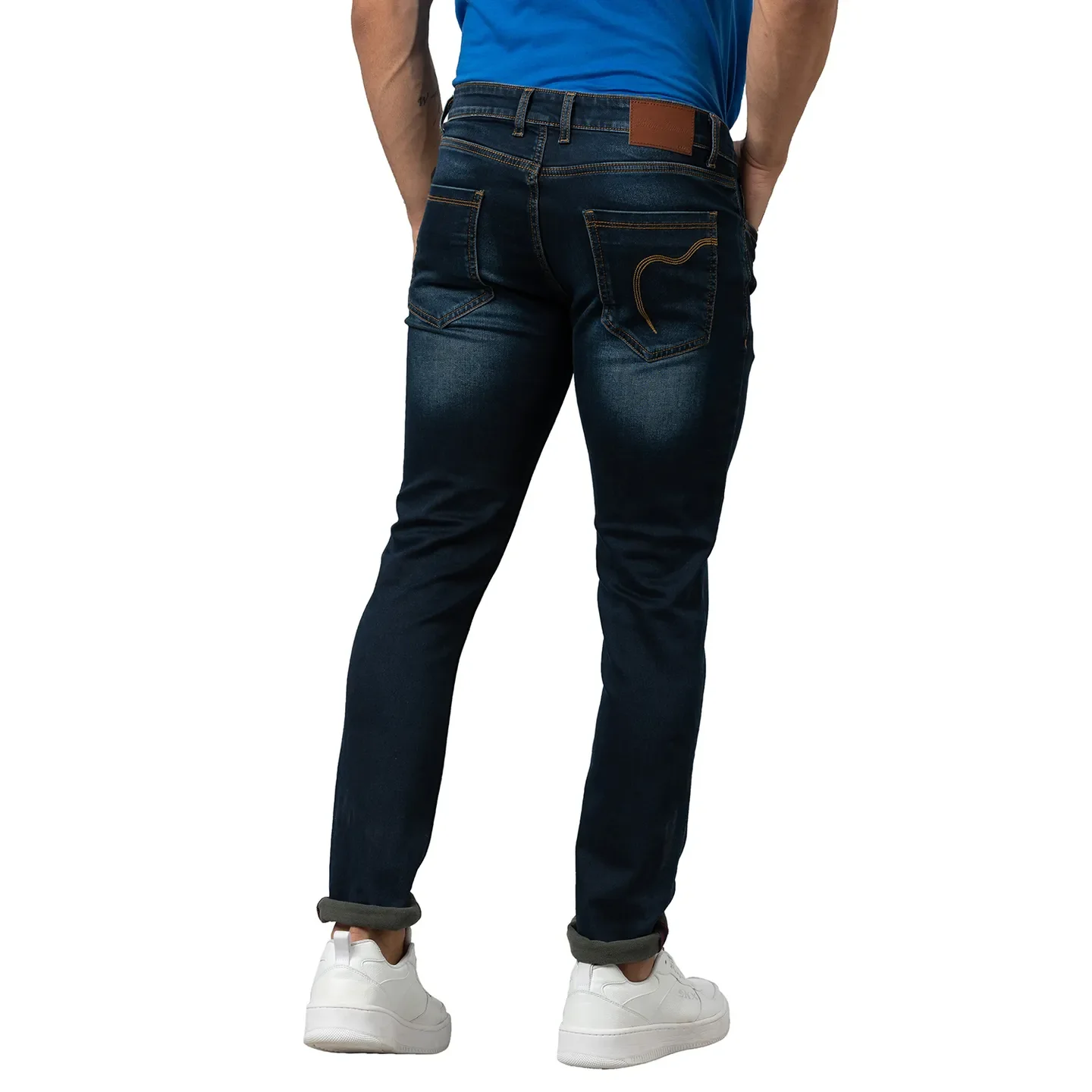 Dark Blue Slim Fit Denims For Men By Being Human Clothing - Image 3
