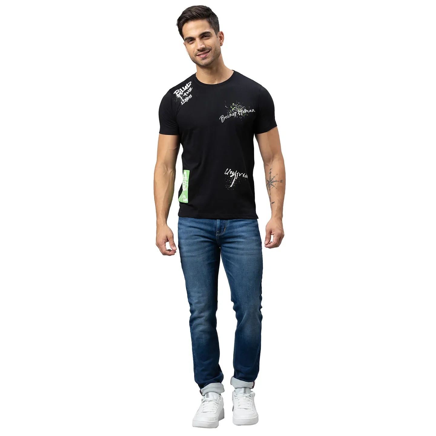 Blue Slim Straight Fit Men's Denims by Being Human Clothing - Image 2