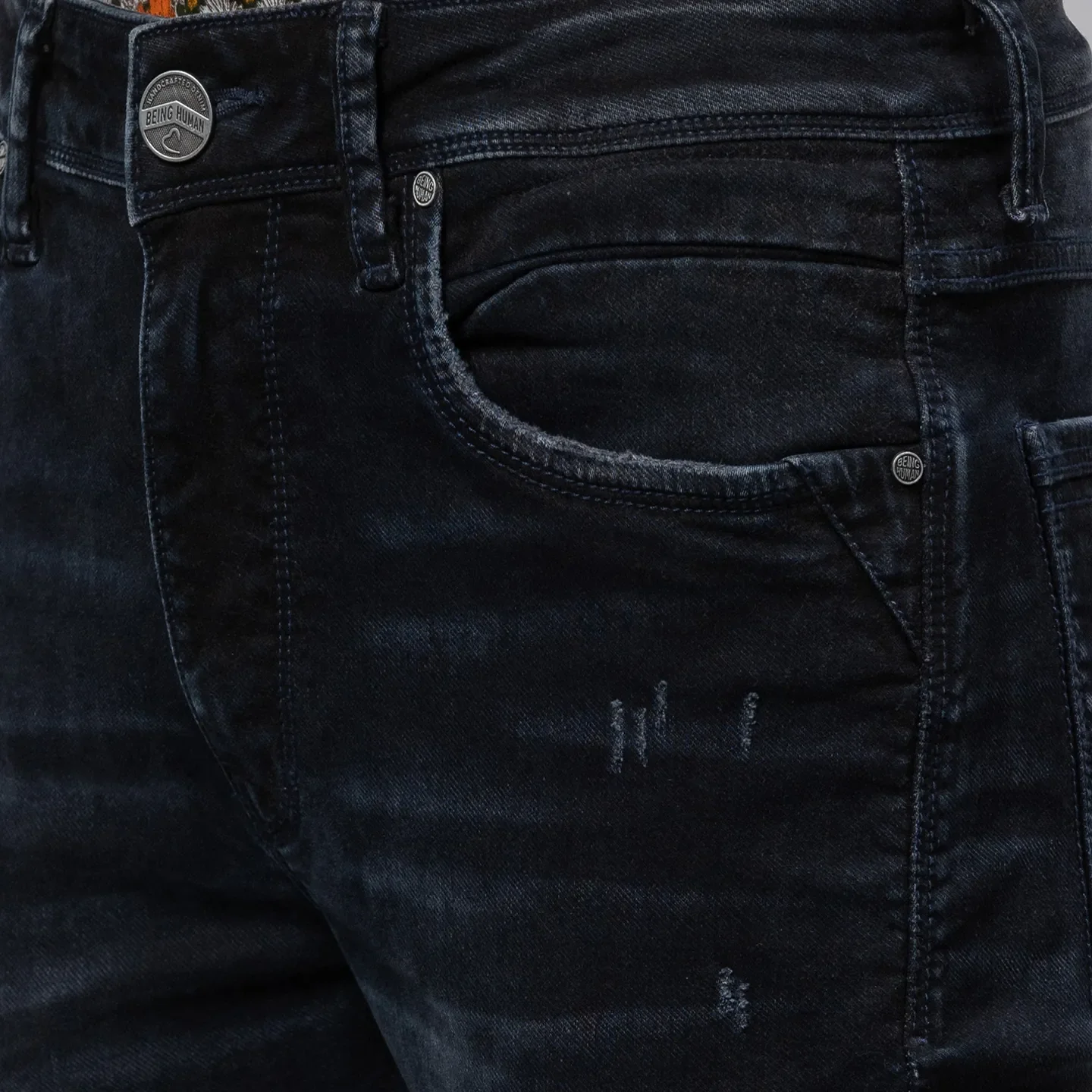 Blue Slim Straight Fit Men's Denims by Being Human Clothing - Image 5