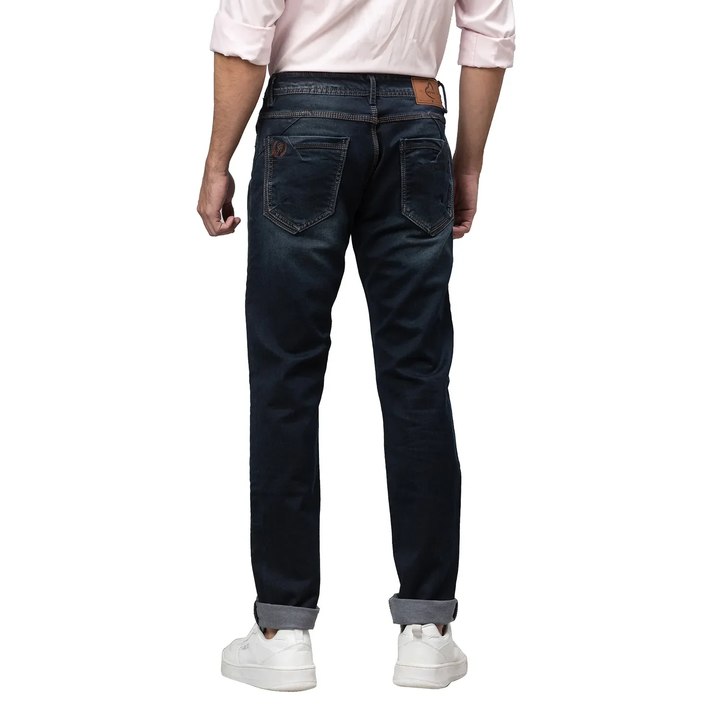 Dark Blue Slim Fit Denims For Men By Being Human Clothing - Image 3