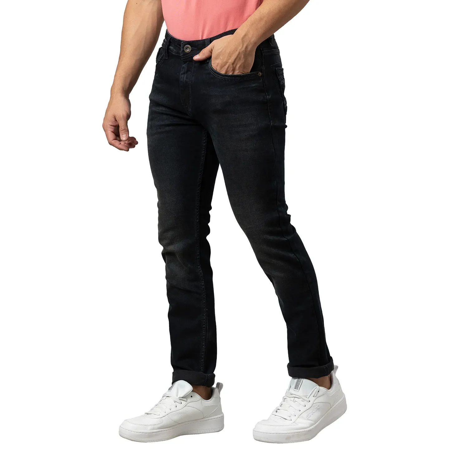 Blue Slim Straight Fit Men's Denims by Being Human Clothing - Image 4