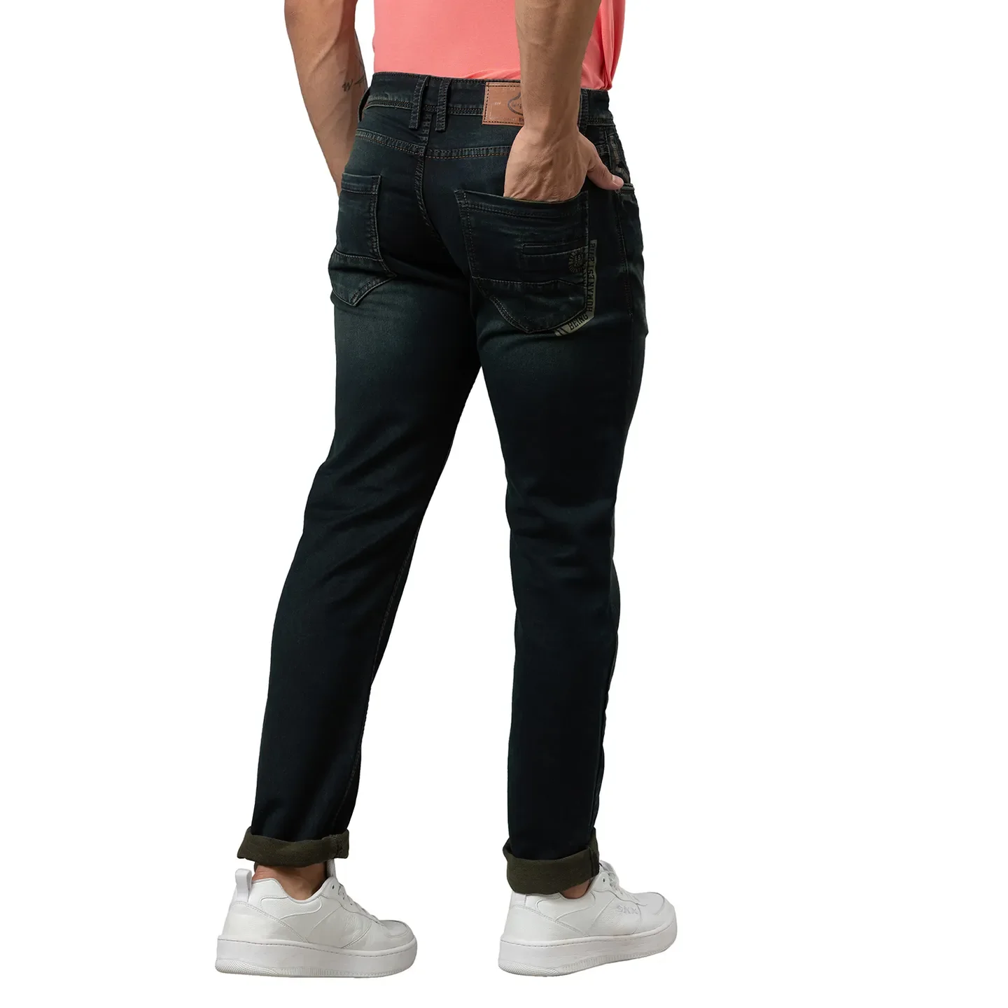 Blue Slim Straight Fit Men's Denims by Being Human Clothing - Image 3