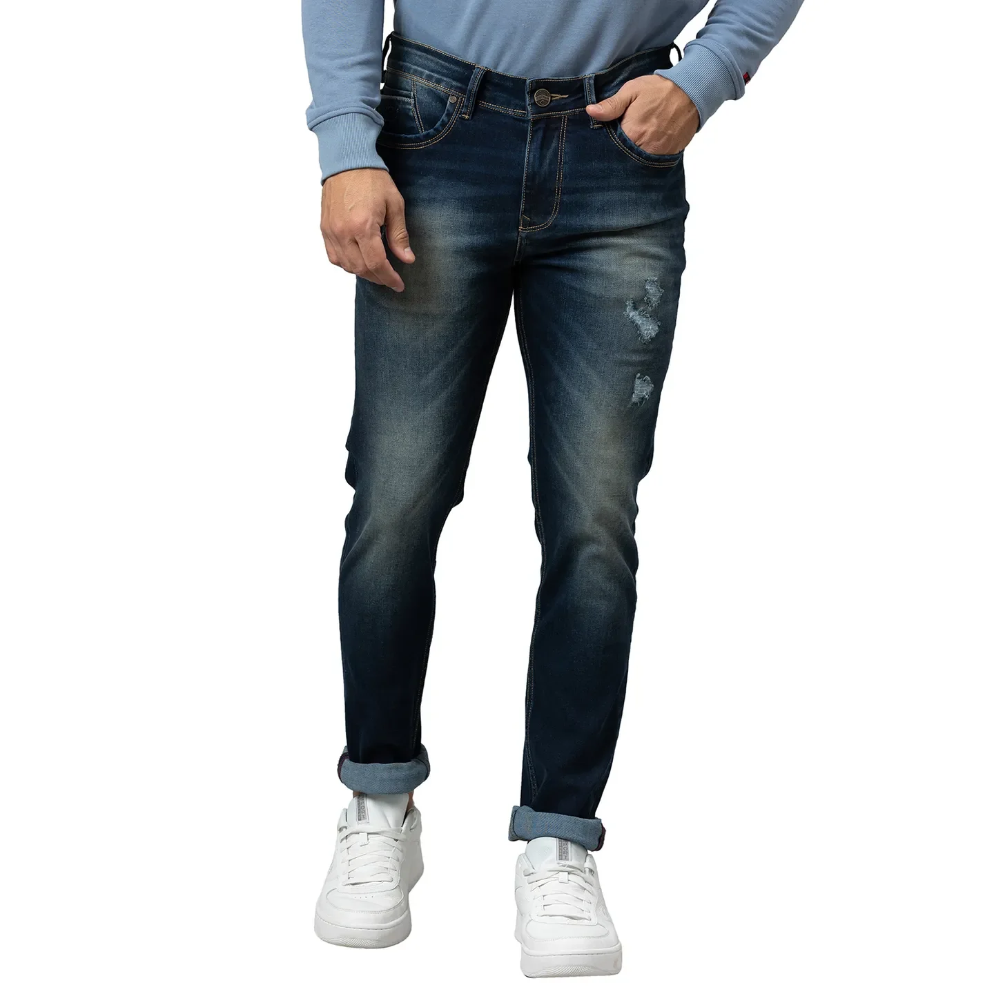 Blue Slim Straight Fit Men's Denims by Being Human Clothing