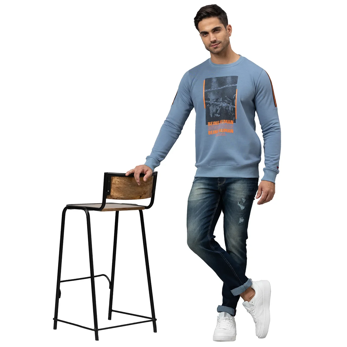 Blue Slim Straight Fit Men's Denims by Being Human Clothing - Image 2